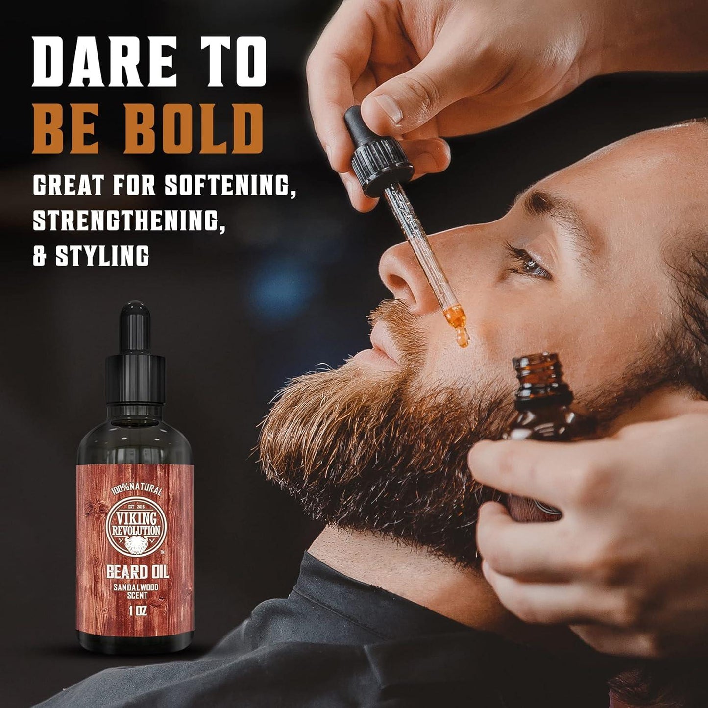 Viking Revolution Beard Oil Sandalwood Scent 28g Softens & Strengthens Beards - Scent Shave And All