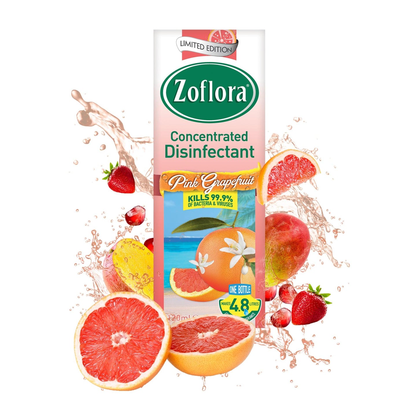 Zoflora 120ml Pink Grapefruit Antibacterial Disinfectant - Makes 4.8 litres - Scent Shave And All