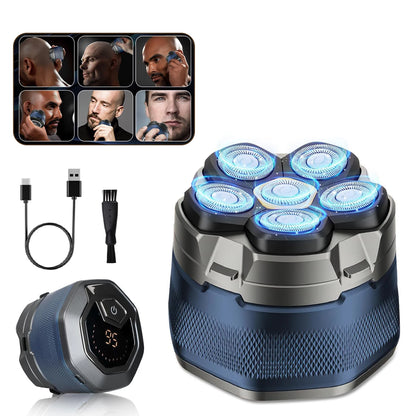Titanium Electric Head Shaver for Bald Men 6D Magnetic Razor Hair Trimmer Rechargeable LED Waterproof Face Hair Cutting