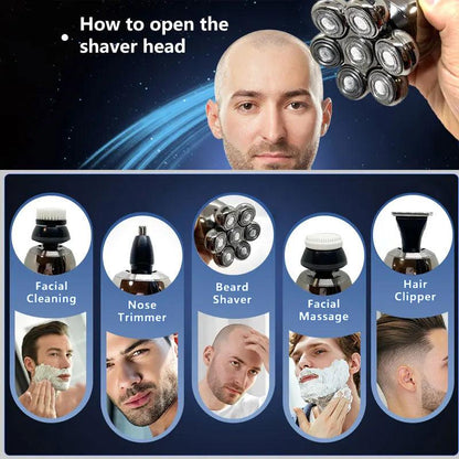 Men's Grooming Kit Wet & Dry Electric Shaver Beard Hair Trimmer Rechargeable Shaving with LCD Display - Scent Shave And All