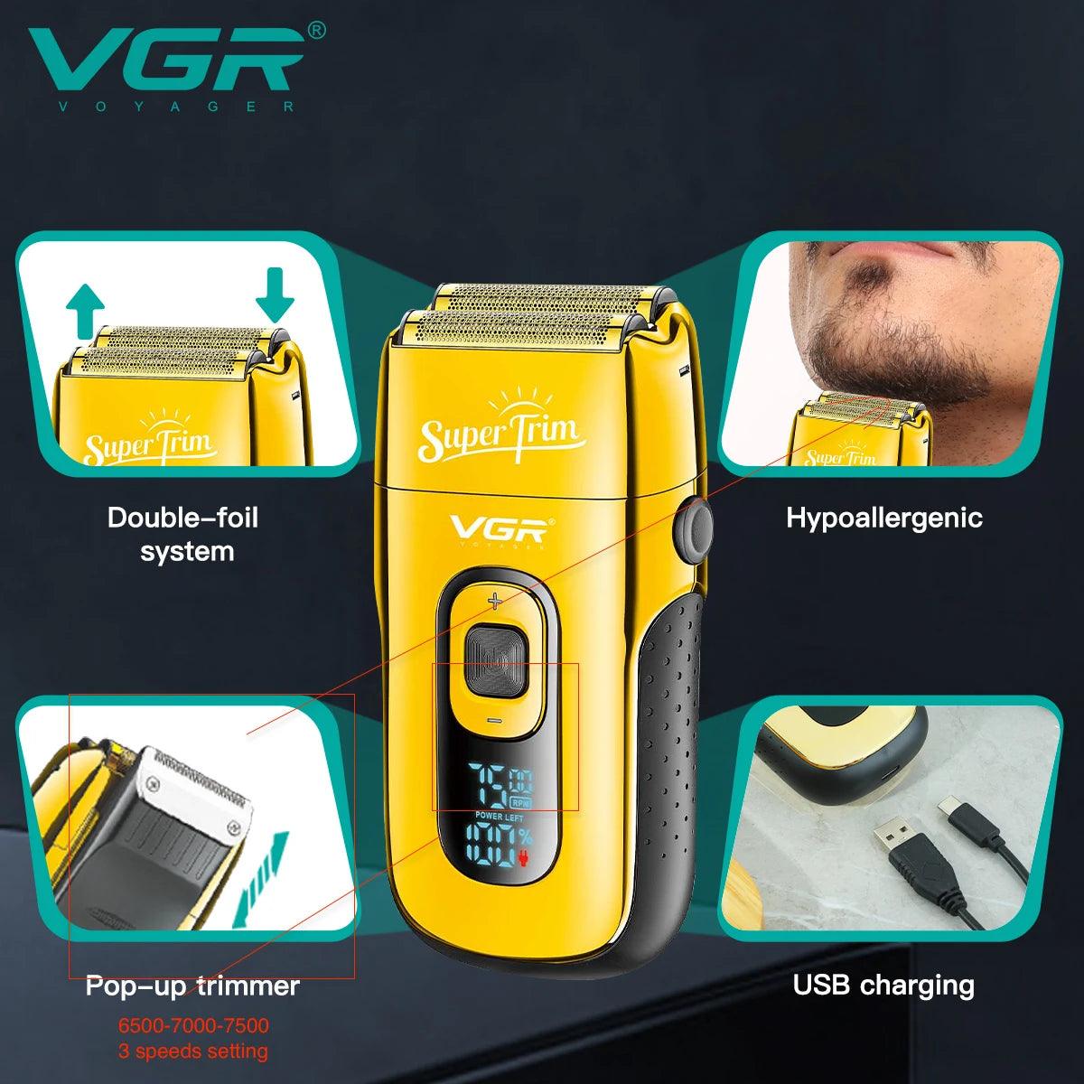 VGR V-332 Shaver Beard Trimmer Metal Twin Blade Professional Shaving Foil - Scent Shave And All