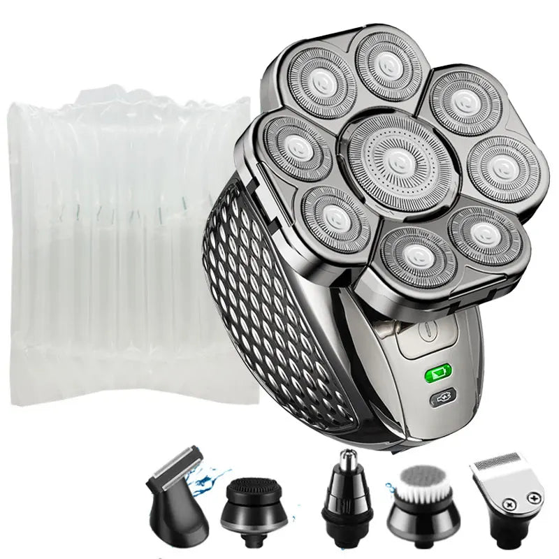 Head Shaver for Men 9 Floating Heads 6-in-1 Kit Rechargeable Waterproof Wet Dry