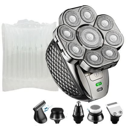 Head Shaver for Men 9 Floating Heads 6-in-1 Kit Rechargeable Waterproof Wet Dry