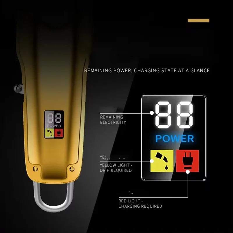 Kemei KM-1986PG Men's Hair Clipper or Blades Cordless Electric USB Charging LCD Display Barber Hair Cutting Machine Clippers