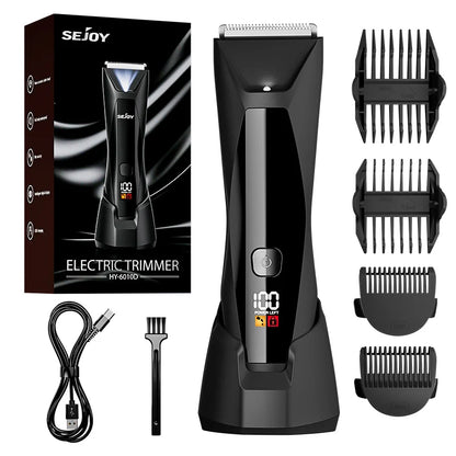 SEJOY Body Pubic Hair Trimmer for Men With Standing Recharge Dock,Balls Women Lady Shaver Hair Removal Bikini Trimmer