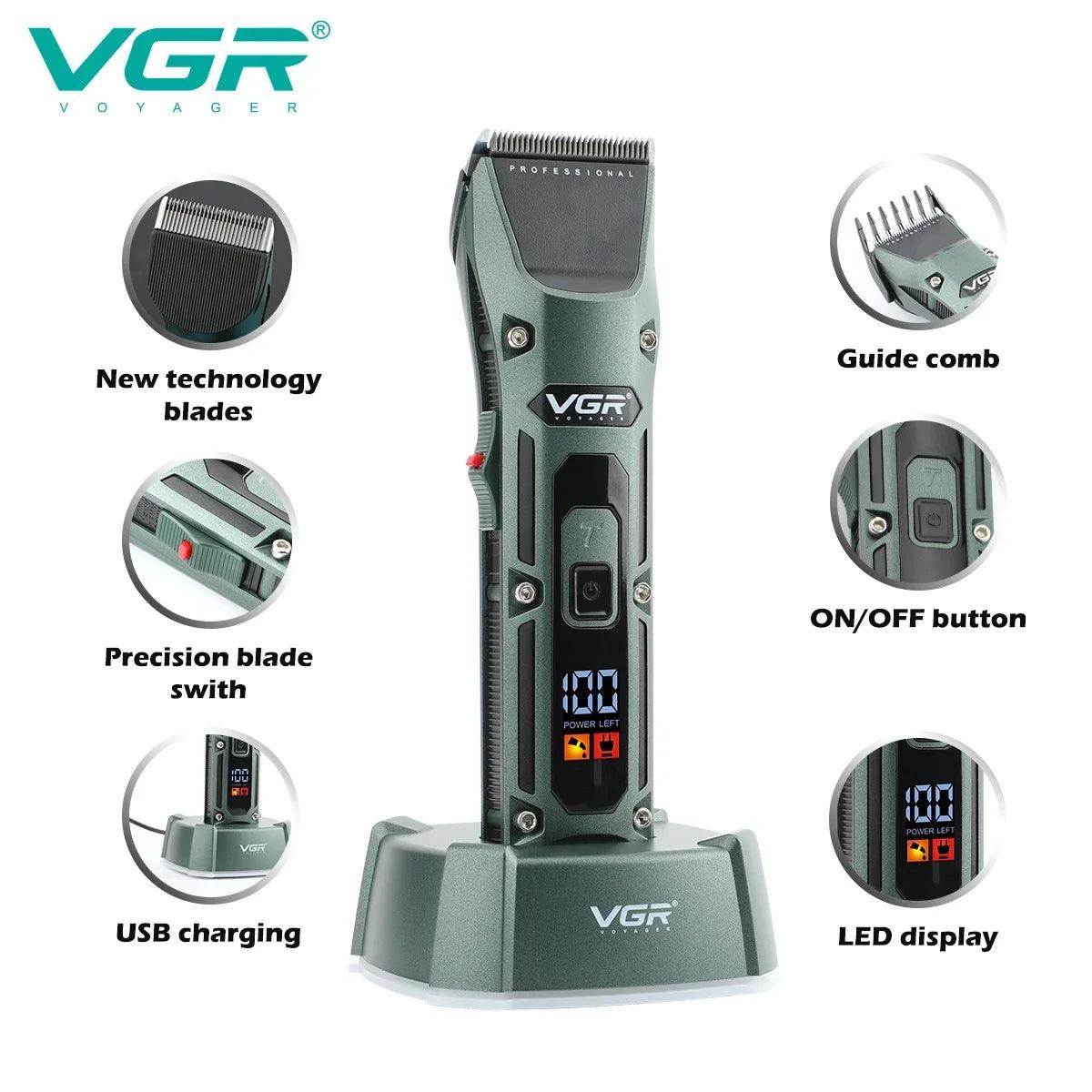 VGR V-696 Hair Trimmer Professional Electric Cutting Machine with Dock Charger - Scent Shave And All