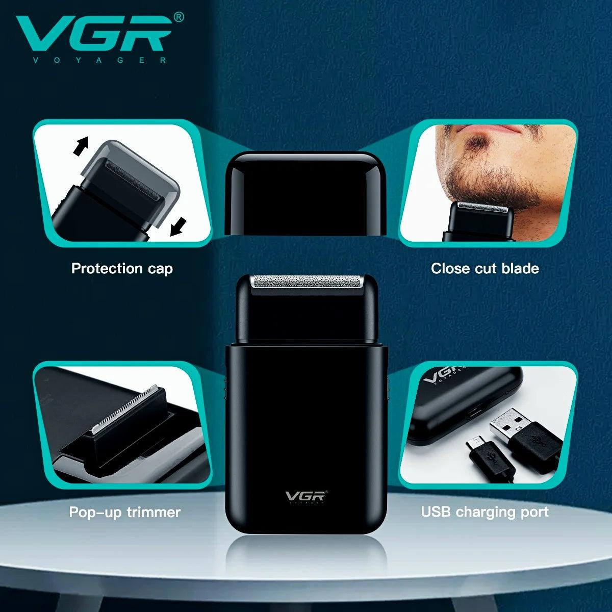 VGR V-390 Electric Foil Professional Beard Hair Trimmer Portable Mini Shaver - Scent Shave And All