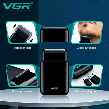 VGR V-390 Electric Foil Professional Beard Hair Trimmer Portable Mini Shaver - Scent Shave And All