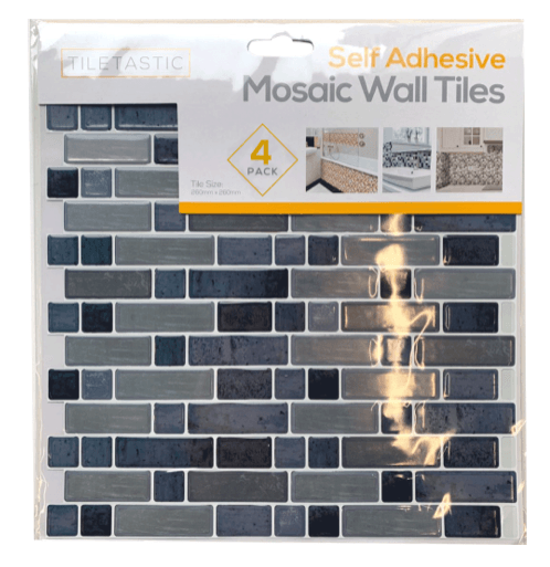 Grey Mosaic Tile Stickers 3D Adhesive Wall Tiles Vinyl Brick Stick On Panels - Scent Shave And All