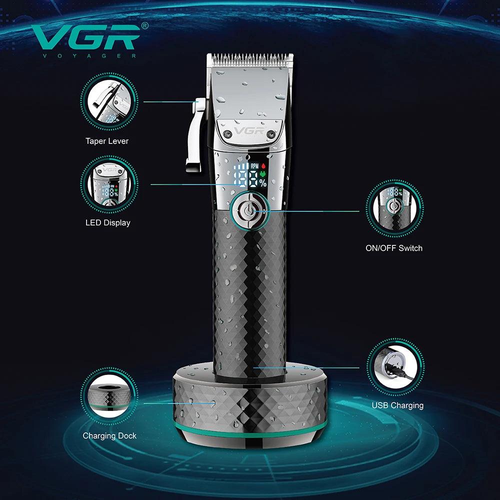 VGR V-682 Professional Hair Clipper Barber Beard Trimmer with Charging Dock - Scent Shave And All