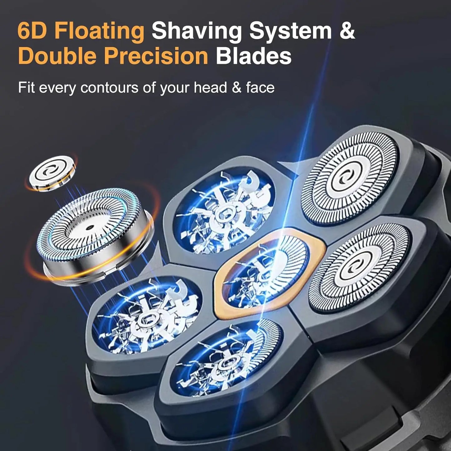 Titanium Electric Head Shaver for Bald Men 6D Magnetic Razor Hair Trimmer Rechargeable LED Waterproof Face Hair Cutting