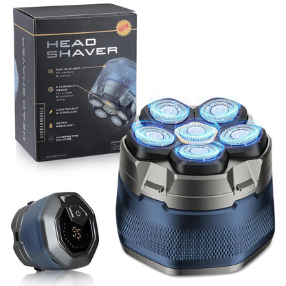 Titanium Electric Head Shaver for Bald Men 6D Magnetic Razor Hair Trimmer Rechargeable LED Waterproof Face Hair Cutting