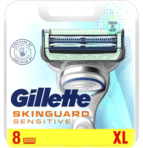 Gillette Skinguard Sensitive Replacement Razor Blades 8 Pack - Scent Shave And All