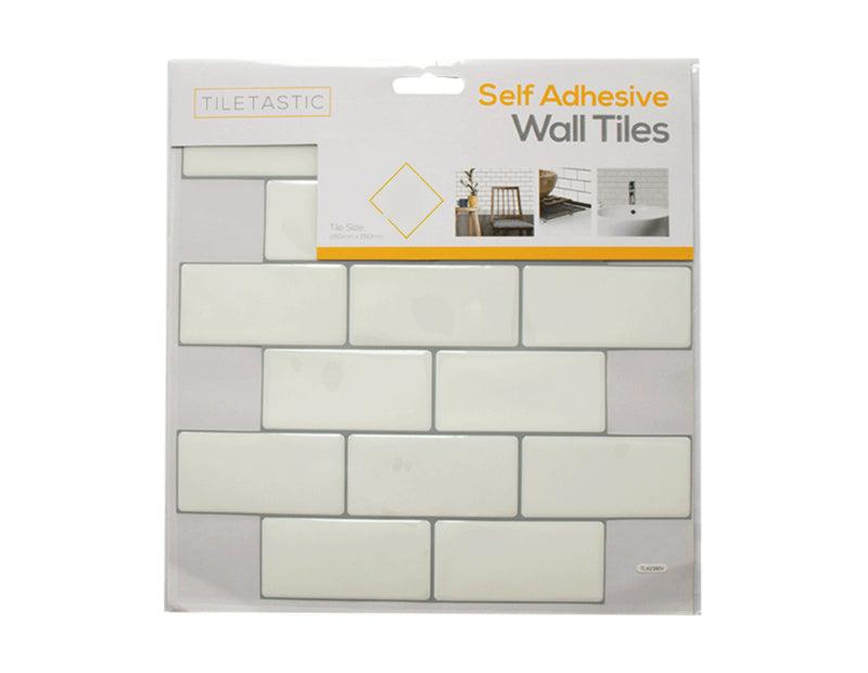 White Tile Stickers 3D Adhesive Wall Tiles Vinyl Brick Stick On Panels - Scent Shave And All