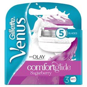 Gillette Venus Olay Sugarberry Blades Shaving Razor Blade Heads 3 Pack - Scent Shave And All