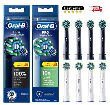 Oral-B Pro Cross Action Replacement Toothbrush Heads Black 8 Pack
