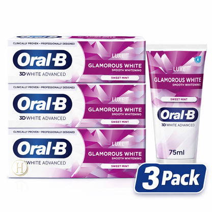 3 x Oral-B 3D Glamorous White 75ml Toothpaste