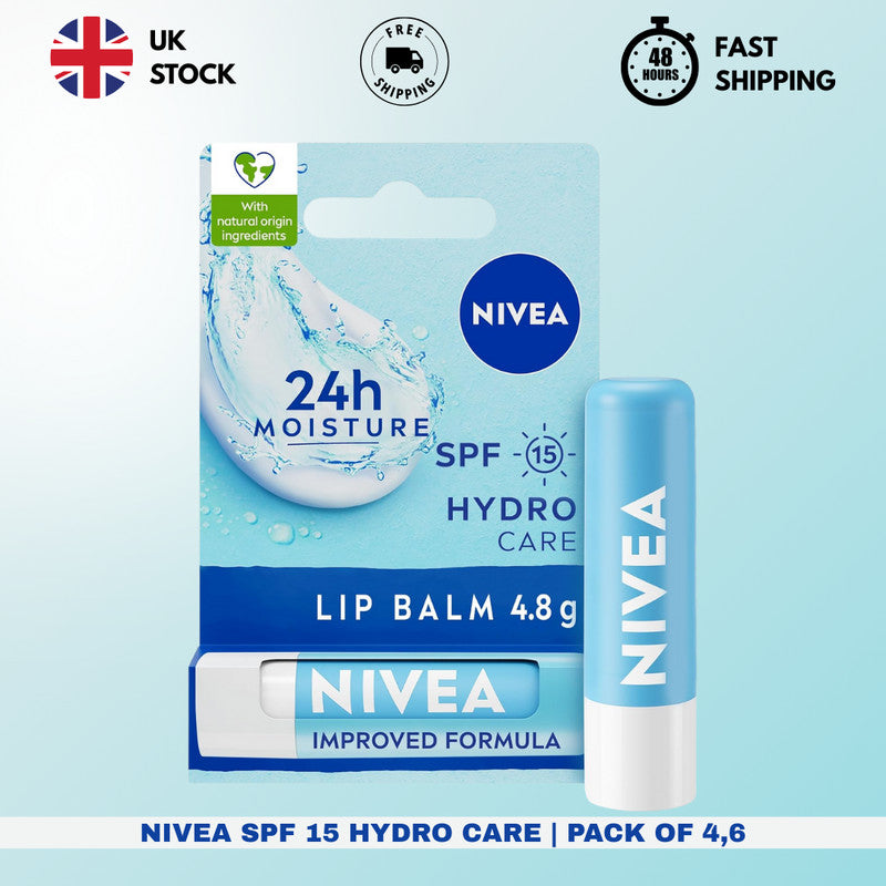 NIVEA Hydro Care Lip Balm With SPF 15 Hydrating Lip Balm with Shea Butter 4 Pack or 6 Pack